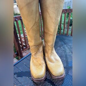 Frye Leather Campus 14L Knee High Boots Size 8.5 Banana